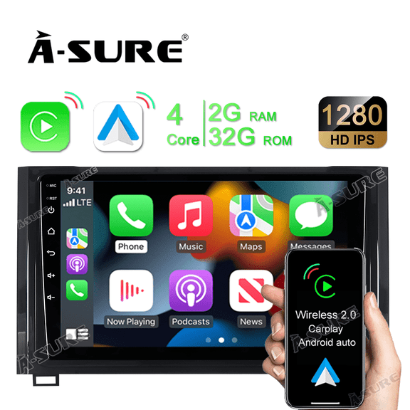 Asure 9" 2+32G Car Stereos For Toyota Tundra MK2 XK50 (2014-2021) with Android Auto and CarPlay Radio/BT 5.0/Navigation