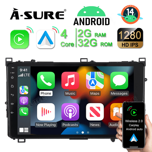 Asure 9" 2+32GB Car Stereo Radio For Toyota Corolla (2017-2018) Carplay Android 14 GPS Navi DSP