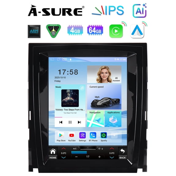 Asure 9.7" CarPlay Radio 8 Core 4+64GB Car Stereo for Cadillac Escalade (2007-2014), Support AI Assistant/GPS Nav/Wi-Fi/BT 5.4/DSP
