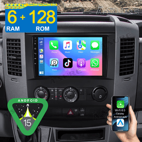 Asure Android 15 8-Core 6G+128G Car Stereo Radio for Mercedes Benz/Dodge/Freightliner Sprinter with Apple CarPlay/4G LTE/GPS Nav/Wi-Fi/BT 5.4/1280x800