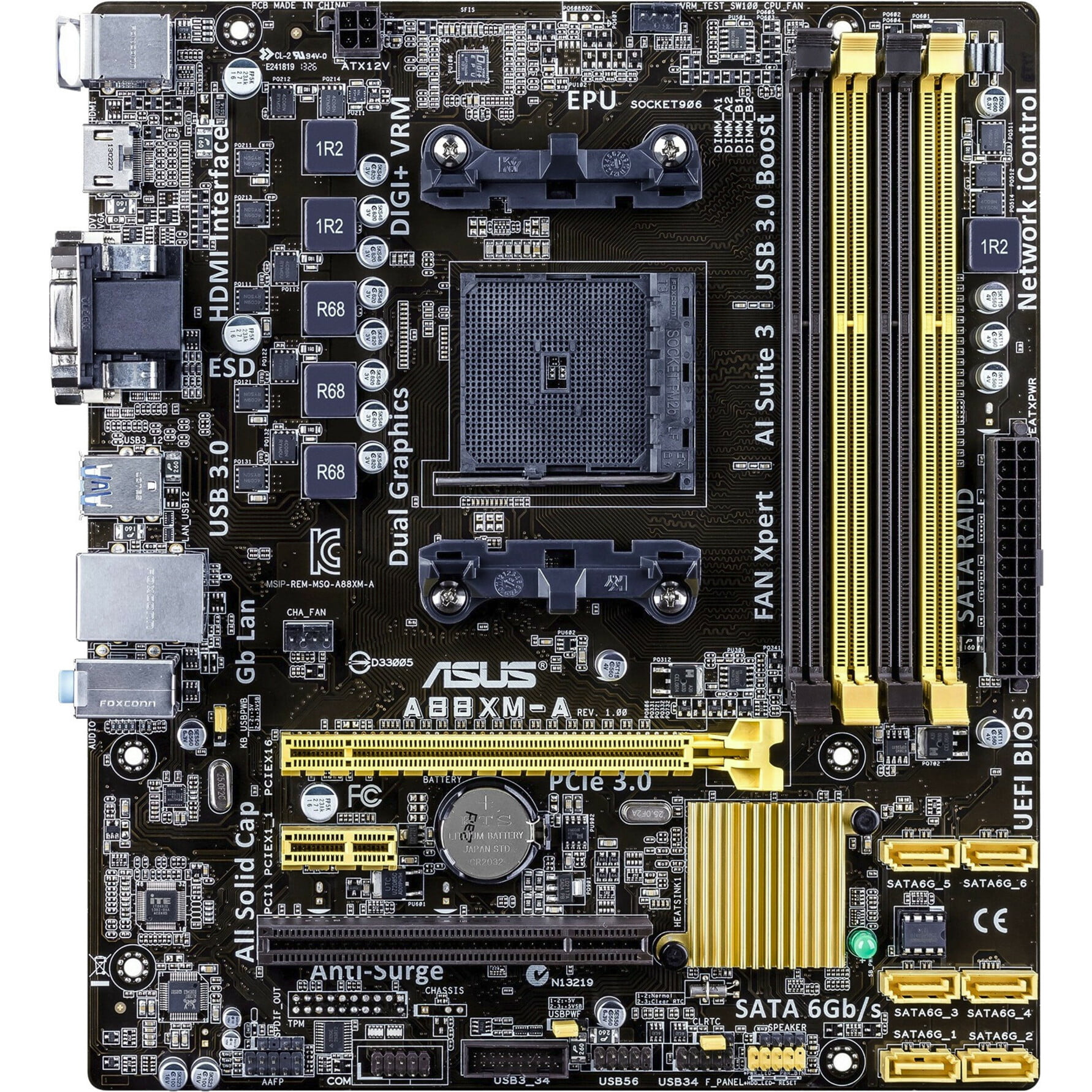 A88XM-A Desktop Motherboard, AMD A88X Chipset, Socket FM2, Micro ATX - Walmart.com