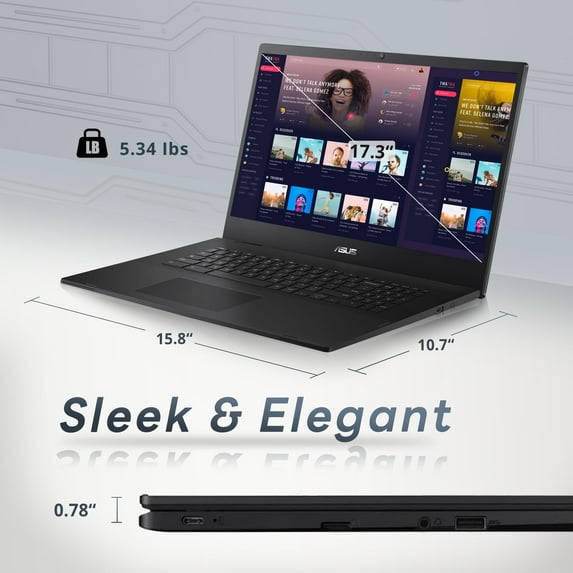 Asus Chromebook CX1 17 CX1700 Laptop | 17.3" 1920x1080 FHD | Celeron - N4500 - 64GB SSD Hard Drive - 4GB RAM | 2 cores @ 2.8 GHz Chrome OS Black