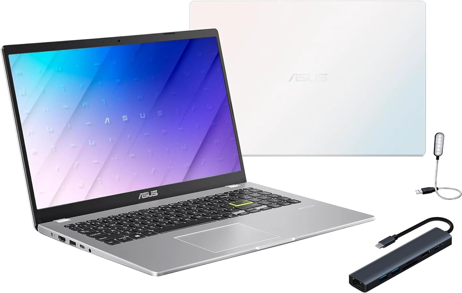 Asus L510 15.6" FHD Student Laptop, Intel Celeron N4020 up to 2.8 GHz CPU, 4GB RAM, 128GB eMMC Storage, Backlit Keyboard, One Year Microsoft Office 365, Win11 Home, White + Mazepoly Accessories
