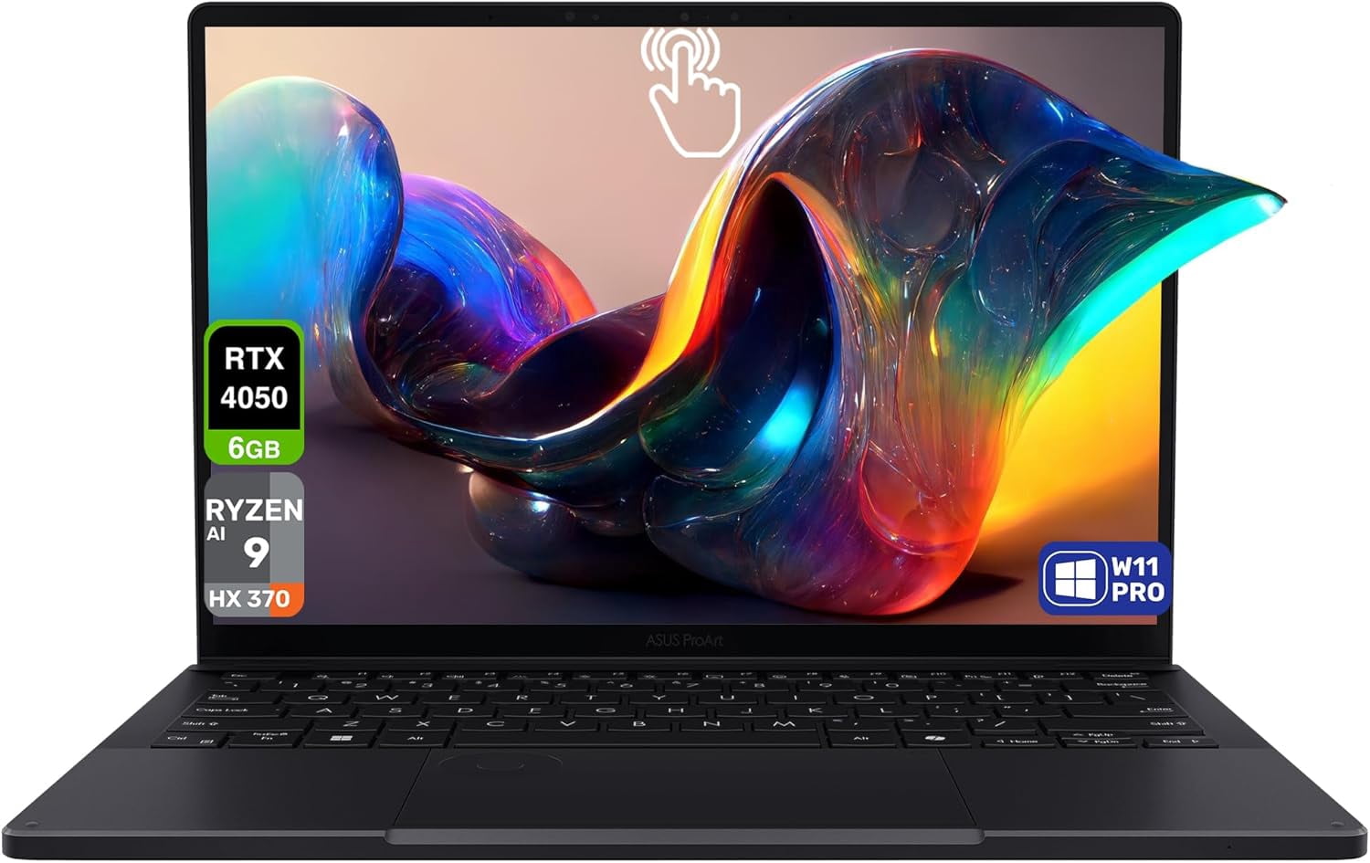 Asus ProArt PX13 Copilot+ Laptop, AMD Ryzen AI 9 HX-370, 32 GB LPDDR5X RAM, 2 TB PCIe SSD, 13.3'' 3K (2880x1800) OLED Touchscreen, Nvidia G-Force RTX 4050, Backlit Keyboard, W11 Pro, Nano Black