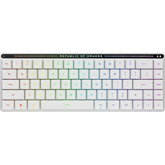Asus ROG Falchion RX Gaming Keyboard White - Wired/Wireless Connectivity - Bluetooth/RF - Windows 11, Mac OS X 10.11 El Capitan - RGB LED - 65% Layout