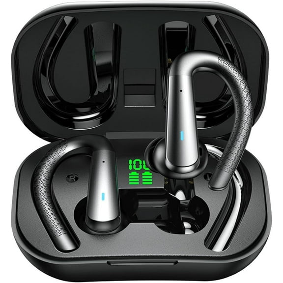 for Asus ROG Phone 7 Bluetooth Headphones with Earhooks Waterproof IPX7 Over the Ear Wireless Sports Workout Earbuds with LED Display for Gym Running Exercise Fitness with Mic
