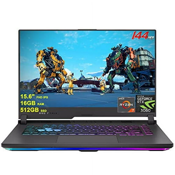 Asus ROG Strix G15 G513 Gaming Laptop 15.6" FHD IPS 144Hz AMD Octa-Core Ryzen 7 4800H (Beats i7-11370H) 16GB RAM 512GB SSD GeForce RTX 3060 6GB Graphic USB-C RGB Backlit Win11 Black + HDMI Cable