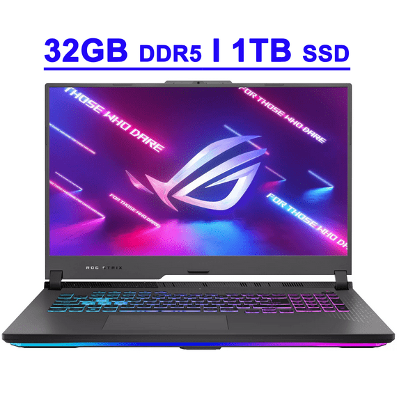 Asus ROG Strix G17 G713 Premium Gaming Laptop 17.3" WQHD IPS 240Hz AMD 12-Core Ryzen 9 7845HX 32GB DDR5 1TB SSD GeForce RTX 4060 8GB USB-C RGB Backlit Fast Charging Intelligent Cooling Win11 Black