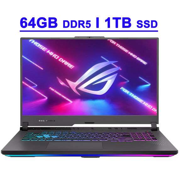 Asus ROG Strix G17 G713 Premium Gaming Laptop 17.3" WQHD IPS 240Hz AMD 12-Core Ryzen 9 7845HX 64GB DDR5 1TB SSD GeForce RTX 4060 8GB USB-C RGB Backlit Fast Charging Intelligent Cooling Win11 Black