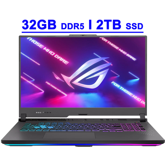 Asus ROG Strix G17 Premium Gaming Laptop 17.3" FHD 144Hz (G-Sync, MUX Switch) AMD 12-core Ryzen 9 7845HX 32GB DDR5 2TB SSD GeForce RTX 4070 USB-C RGB Backlit Fast Charging Win11