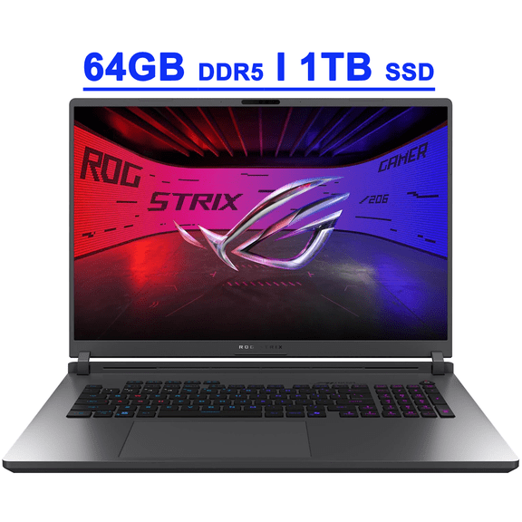 Asus ROG Strix G18 G815 Gaming AI PC Laptop 18" 2.5k (2560x1600) 240Hz (100% DCI-P3, 3ms) Intel 24-core Ultra 9 275HX 64GB DDR5 1TB SSD GeForce RTX 5060 RGB Backlit Wi-Fi7 Win11 Copilot AI