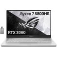 thumbnail image 1 of Asus ROG Zephyrus G14 Gaming Laptop, 14" FHD 144Hz Display, AMD Ryzen 7-5800HS, NVIDIA GeForce RTX 3060 6G Graphics, 24GB RAM, 1TB PCIe SSD, Backlit Keyboard, Win 11 Pro, with Hotface 32GB USB Card, 1 of 9