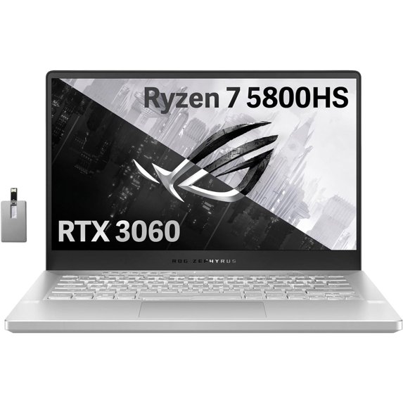 Asus ROG Zephyrus G14 Gaming Laptop, 14" FHD 144Hz Display, AMD Ryzen 7-5800HS, NVIDIA GeForce RTX 3060 6G Graphics, 24GB RAM, 1TB PCIe SSD, Backlit Keyboard, Win 11 Pro, with Hotface 32GB USB Card