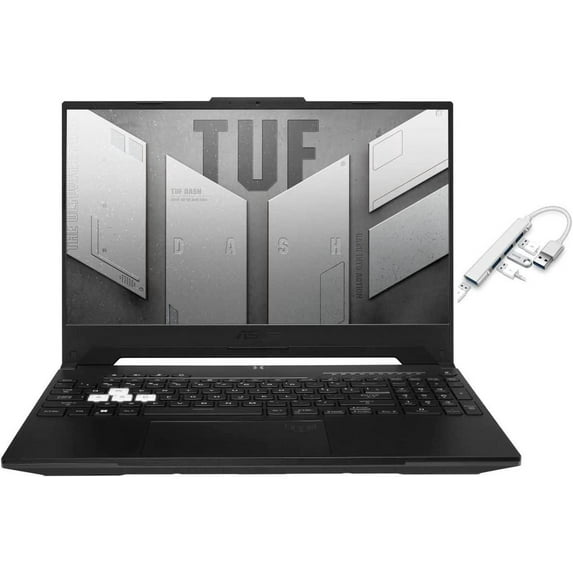 Asus TUF Dash 15.6" 144Hz FHD Gaming Laptop | 12th Generation Core i7-12650H | 32GB RAM DDR5 | 2TB SSD | NVIDIA GeForce RTX 3070 | Backlit Keyboard | Windows 11 Home | Bundle with USB 3.0 Hub