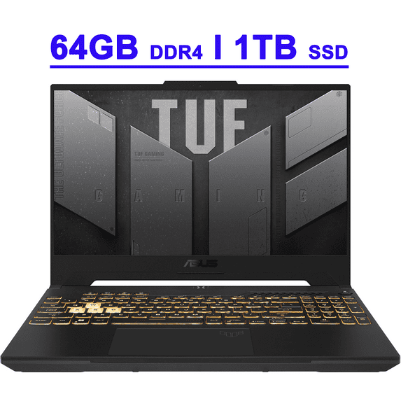 Asus TUF F15 Premium Gaming Laptop 15.6" FHD IPS 144Hz (100% sRGB) Intel 12-Core i5-13500H Processor 64GB DDR4 1TB SSD GeForce RTX 4050 6GB Graphic Backlit Thunderbolt4 USB-C Win11 Gray