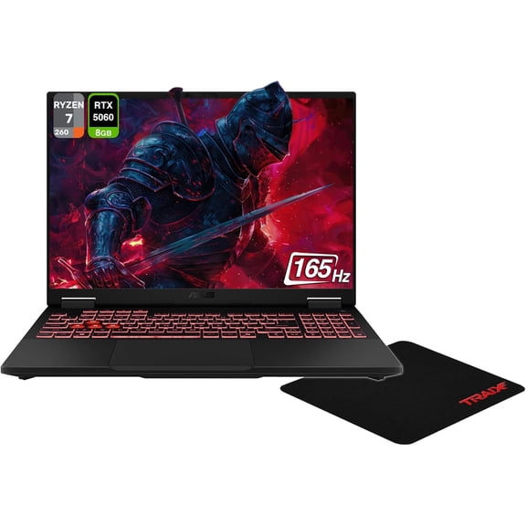 Asus TUF Gaming A16 Gaming Laptop,AMD Ryzen 7 260, 16 GB DDR5 RAM, 512 GB PCIe SSD, 16" WUXGA (1920x1200) 165Hz, NVIDIA G-Force RTX 5060, Backlit Chiclet Keyboard, W11 Home, Gray+Traix MousePad