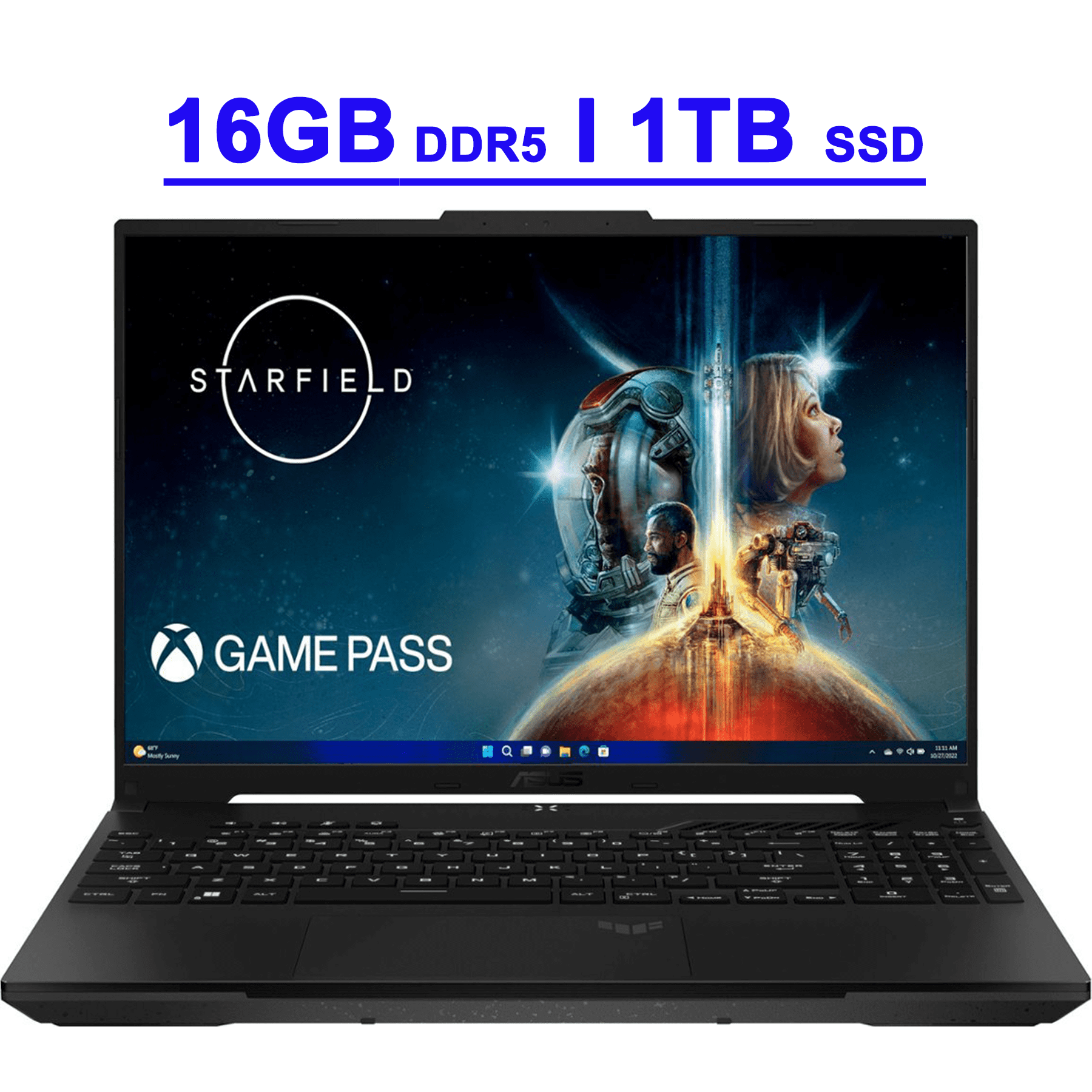 Asus TUF Gaming A16 Premium Laptop 16" FHD+ 165Hz 7ms 100% sRGB AMD 8-core Ryzen 7 7735HS 16GB DDR5 1TB SSD Radeon RX 7700S 8GB Graphic Backlit USB-C USB4 Fast Charging Win11 Black