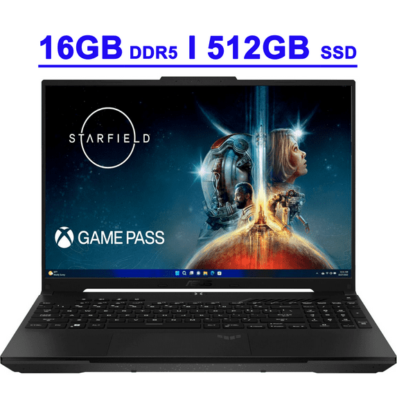 Asus TUF Gaming A16 Premium Laptop 16" FHD+ 165Hz 7ms 100% sRGB AMD 8-core Ryzen 7 7735HS 16GB DDR5 512GB SSD Radeon RX 7700S 8GB Graphic Backlit USB-C USB4 Fast Charging Win11 Black