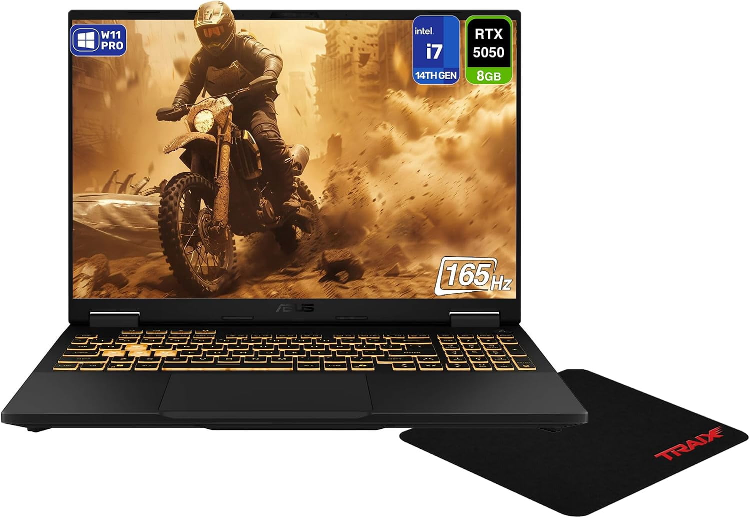 Asus TUF Gaming F16 Gaming Laptop, Intel Core i7 - 14650HX, 32 GB DDR5 RAM, 2 TB PCIe SSD, 16" WUXGA (1920x1200) 165Hz, NVIDIA G-Force RTX 5050, Backlit Keyboard, W11 Pro, Gray+Traix MousePad