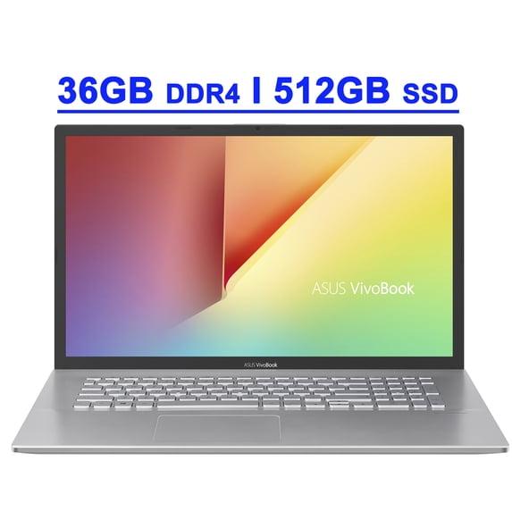 Asus VivoBook Premium Business Laptop Computer 17.3” FHD Display 10th Gen Intel Quad-Core i5-1035G1 36GB DDR4 512GB SSD Fingerprint Reader Backlit Keyboard USB-C Wifi6 Webcam Win10