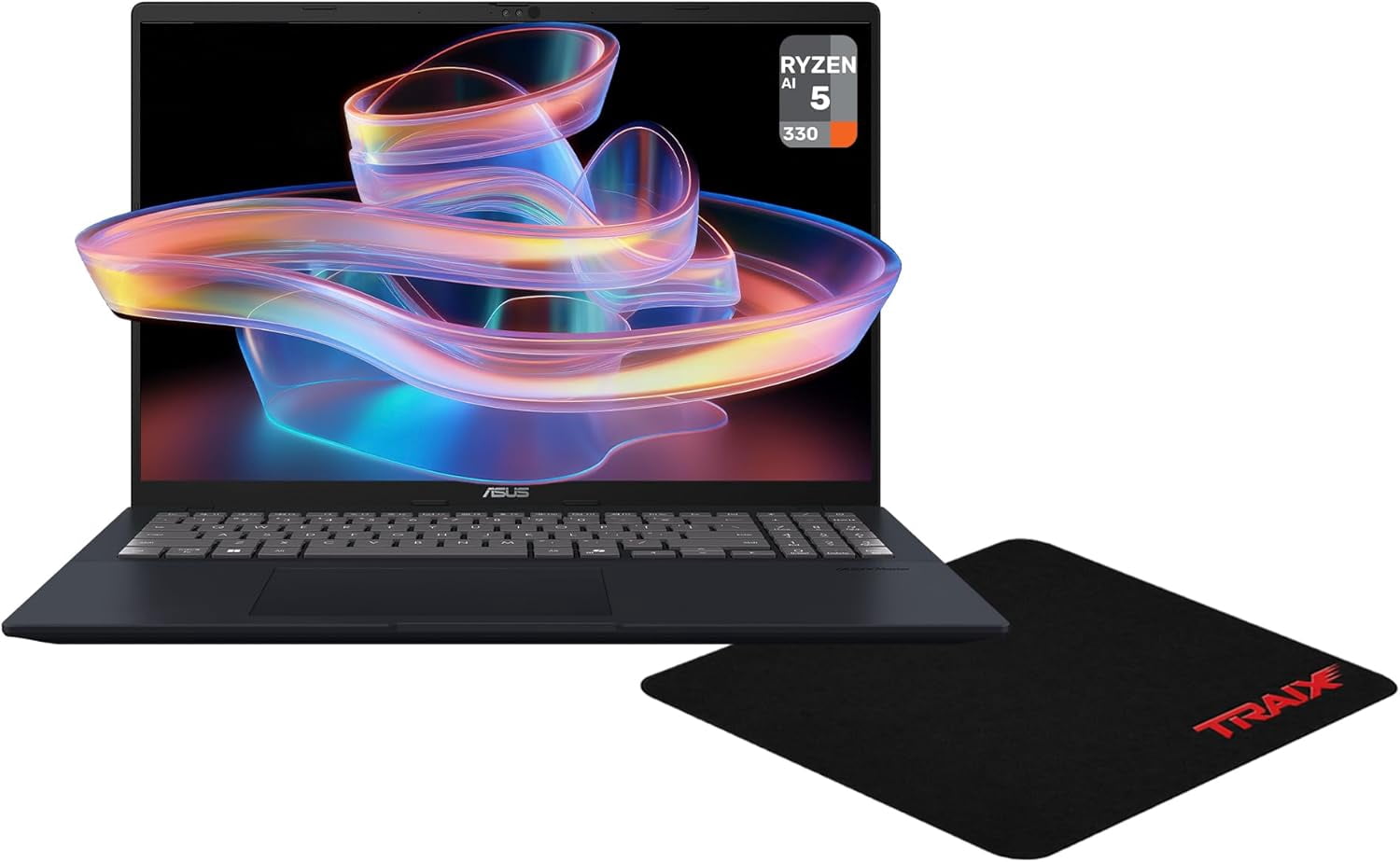 Asus Vivobook 16 Copilot+ Laptop, AMD Ryzen AI 5-330, 16 GB DDR5 RAM, 512 GB PCIe SSD, 16" FHD+ (1920x1200, WUXGA) Display, AMD Radeon Graphics, Numaric Keypad, W11 Home, Quiet Blue + Traix MousePad