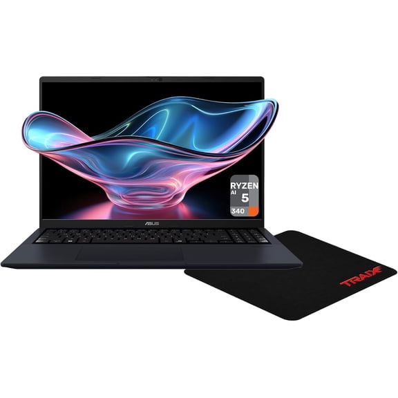 Asus Vivobook 16 Copilot+ Laptop, AMD Ryzen AI 5-340, 16 GB DDR5 RAM, 2 TB PCIe SSD, 16" FHD+ (1920x1200) IPS Display, AMD Radeon Graphics, Backlit Keyboard, W11 Home, Quiet Blue + Traix MousePad