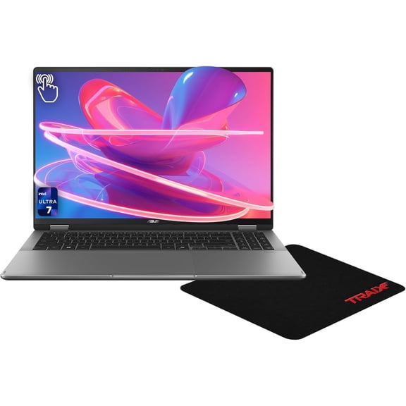 Asus Vivobook 16 Flip Copilot+ Laptop, Intel Ultra 7-258V, 32 GB LPDDR5X RAM, 1 TB PCIe SSD, 16" WQXGA+ (2880x1800) Touchscreen, Intel Arc Graphics, Backlit Keyboard, W11 Home, Gray + Traix MousePad