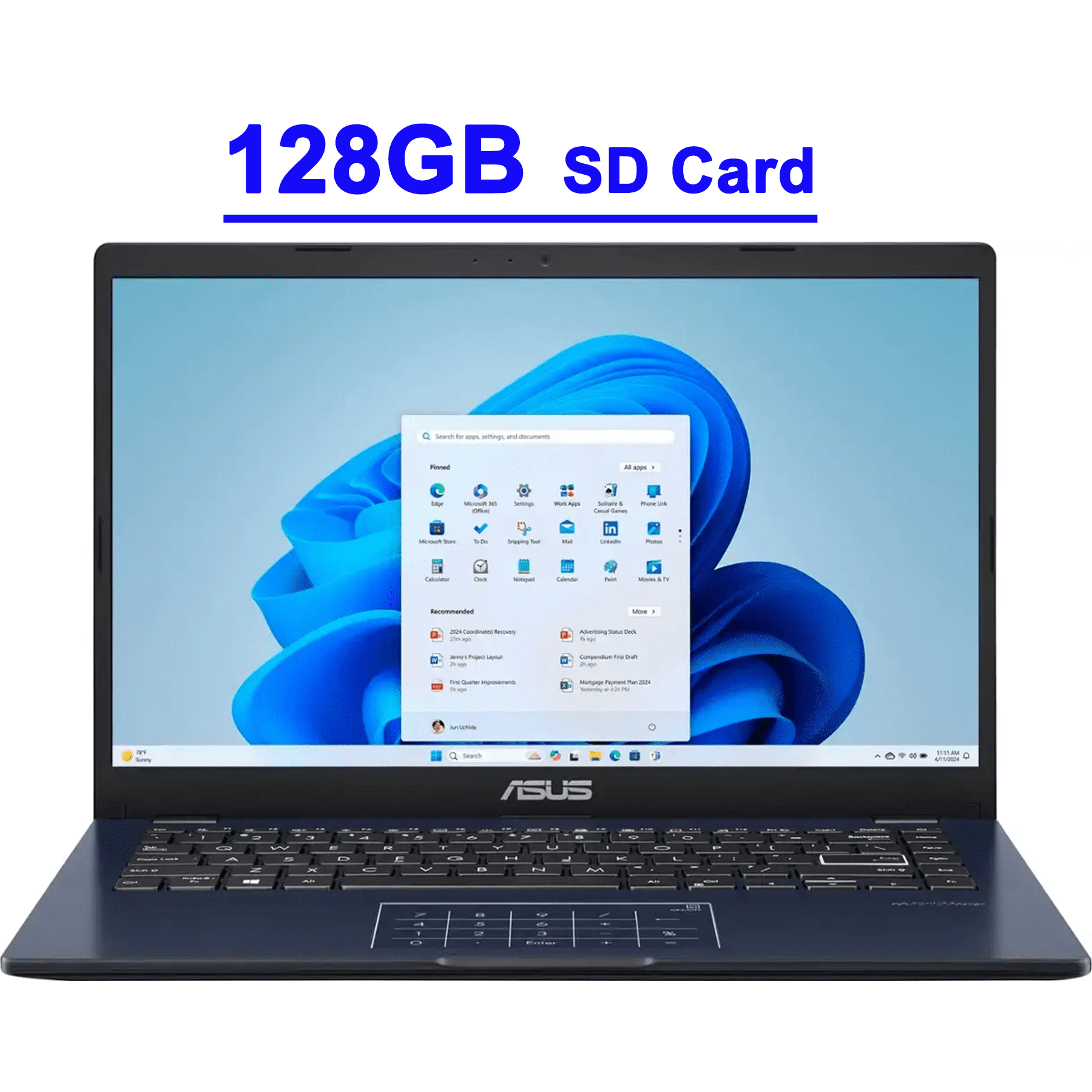 Asus Vivobook Go 14 Premium Student Laptop 14" FHD Anti-glare Intel Celeron N4500 4GB RAM 64GB eMMC + 128GB SD Card USB-C Long-Lasting Battery Win11