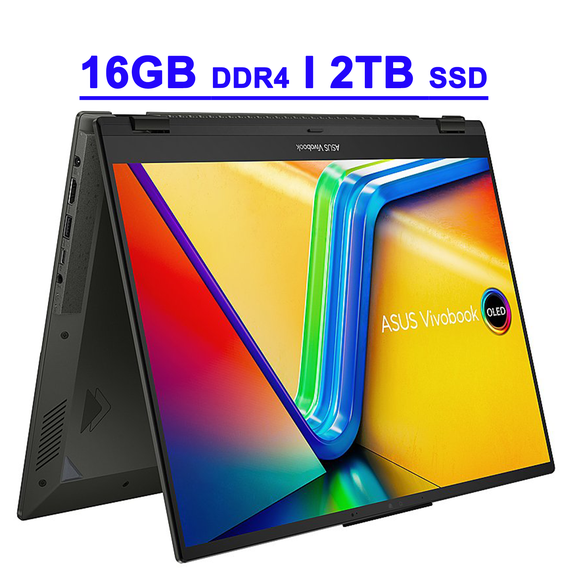 Asus Vivobook S 16 Flip 2-in-1 Laptop 16" WUXGA IPS Touchscreen Intel 14-core i9-13900H 16GB DDR4 2TB SSD Backlit FHD Camera Harman/kardon Win11 Black
