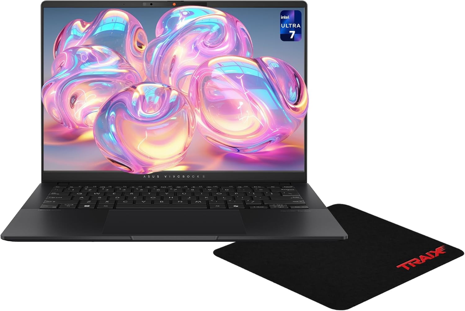 Asus Vivobook S14 Copilot+ Laptop, Intel Ultra 7-258V, 32 GB LPDDR5X RAM, 1 TB PCIe SSD, 14" WUXGA (1920x1200) OLED Display, Intel Arc Graphics, RGB Backlit Keyboard, W11 Home, Black + Traix MousePad