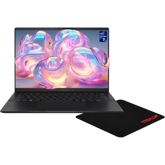 Asus Vivobook S14 Copilot+ Laptop, Intel Ultra 7-258V, 32 GB LPDDR5X RAM, 2 TB PCIe SSD, 14" WUXGA (1920x1200) OLED Display, Intel Arc Graphics, RGB Backlit Keyboard, W11 Home, Black + Traix MousePad