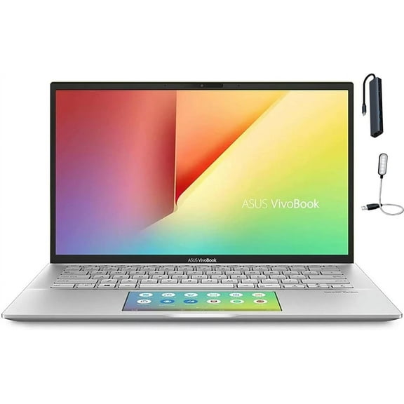 Asus Vivobook S14 S432 14 inch FHD Display Thin and Light Laptop, Intel Core i7-8565U, 8GB RAM, 512GB SSD, Face Login w/IR Camera, ScreenPad 2.0, Windows 10 Home, Silver with Mazepoly Accessories