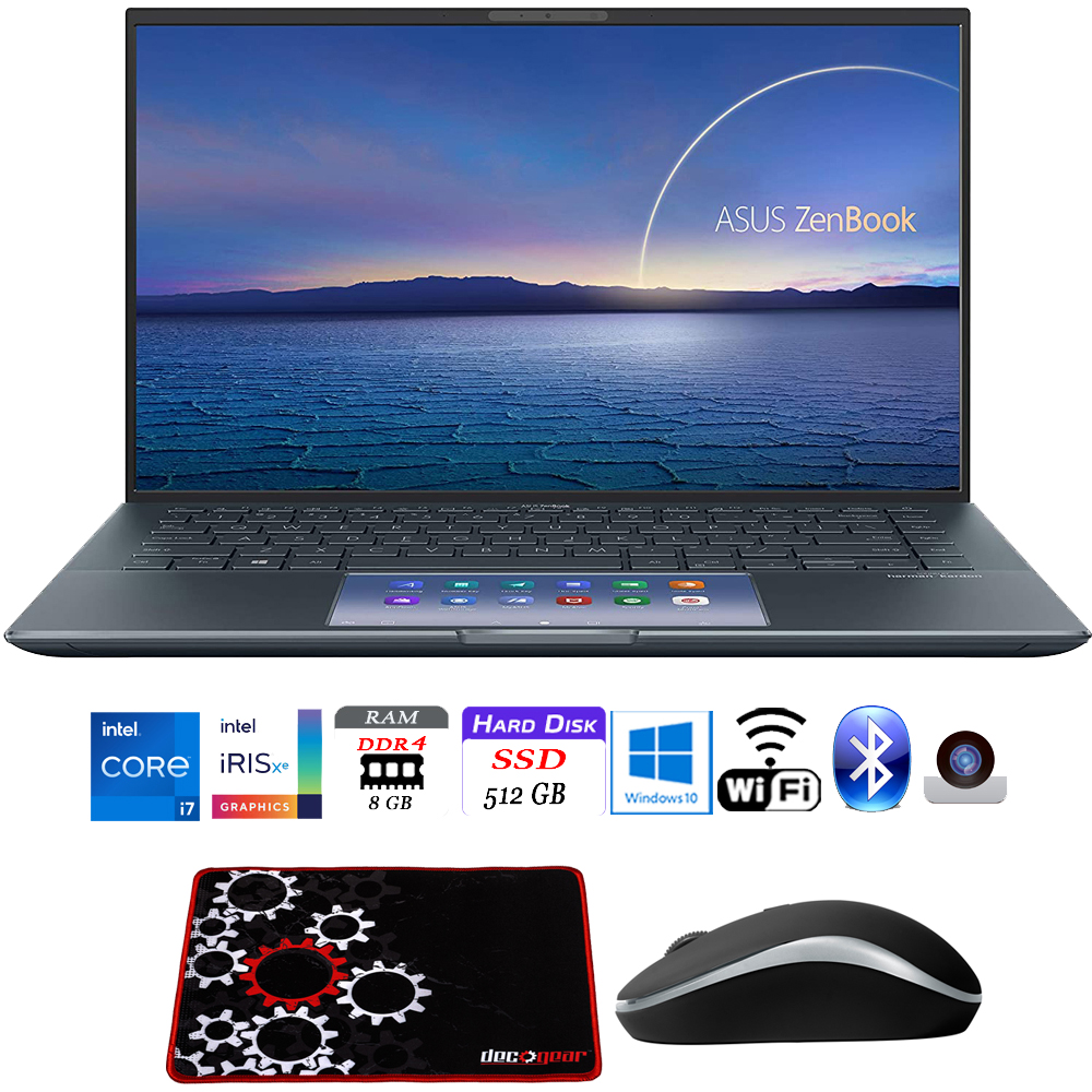 Asus ZenBook 14" Ultra-Slim Intel i7-1165G7 8GB/512GB SSD Laptop UX425EA-EH71 10 Bundle with Deco Gear Medium Sized Pro Gaming Mouse Pad + Bytech Wireless Mouse - image 1 of 1