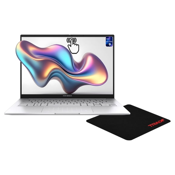 Asus Zenbook 14 Laptop, Intel Ultra 9-285H, 32 GB LPDDR5X RAM, 1 TB PCIe SSD, 14" 3K (2880x1800) 120Hz Touchsreen, Intel Arc Graphics, Backlit Keyboard, W11 Pro, Foggy Silver + Traix MousePad