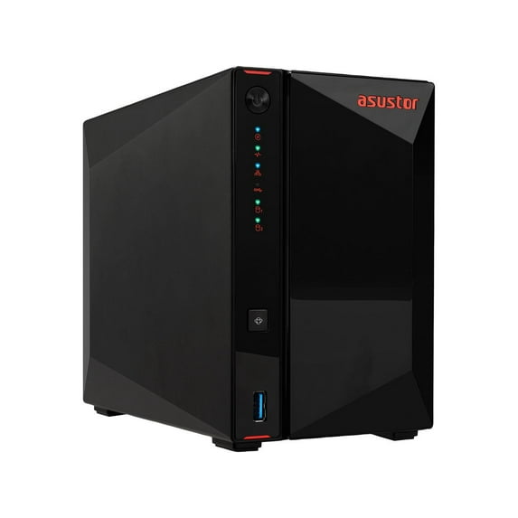 Asustor AS5202T | Gaming Inspired Network Attached Storage | 2.0GHz Dual-Core, Two 2.5GbE Port, 2GB RAM DDR4, 4GB eMMC Flash Memory | Personal Private Cloud (2 Bay Diskless NAS)