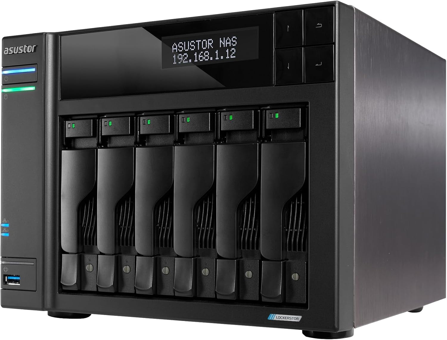 Asustor AS6706T v2 Lockerstor 6 Gen2+ 6 Bay NAS, Quad-Core 2.0GHz CPU, 2x5GbE ,8GB RAM DDR4, 4x M.2 SSD Slots (Diskless)