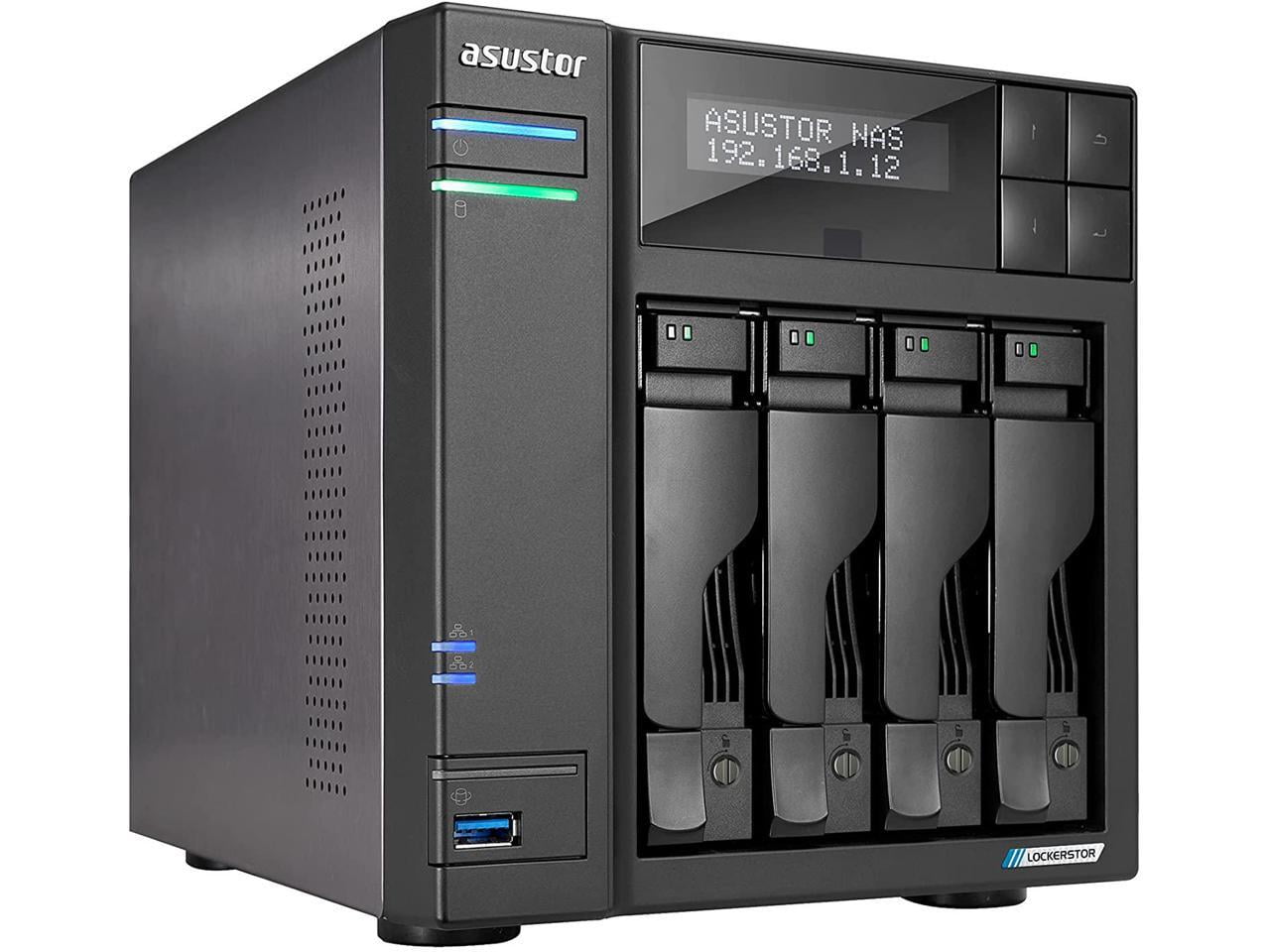 Asustor Lockerstor 4 Gen 2 AS6704T 4 Bay NAS, Quad-Core 2.0GHz, Dual 2.5GbE Ports, 4GB RAM DDR4, Four M.2 SSD Slots (Diskless)