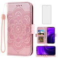 thumbnail image 1 of Asuwish Compatible with BLU View Speed 5G (b1550vl) Wallet Phone Case and Tempered Glass Screen Protector Flip Credit Card Holder Stand Mandala Flower Cell Cover for Women Men Pink, 1 of 8