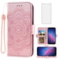 thumbnail image 1 of Asuwish Compatible with Cloud Mobile Stratus C7 Wallet Phone Case and Tempered Glass Screen Protector Flip Credit Card Holder Stand Wrist Strap Mandala Flower Cell Cover for C_7 C 7 Women Men Pink, 1 of 8