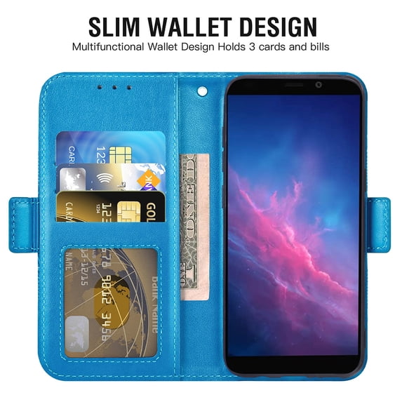 Asuwish Compatible with Cloud Mobile Stratus C7 Wallet Phone Case and Tempered Glass Screen Protector Flip Credit Card Holder Stand Wrist Strap Mandala Flower Cell Cover for C_7 C 7 Women Men Blue
