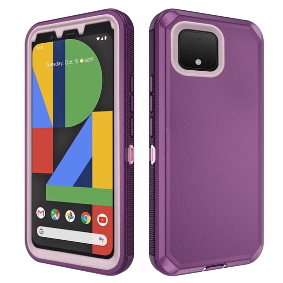Asuwish Compatible with Google Pixel 4 Phone Case Hybrid Rugged Shockproof Hard Protective Drop Proof Full Body Heavy Duty Mobile Cell Cover for Pixel4 Pixle Four Women Men Purple