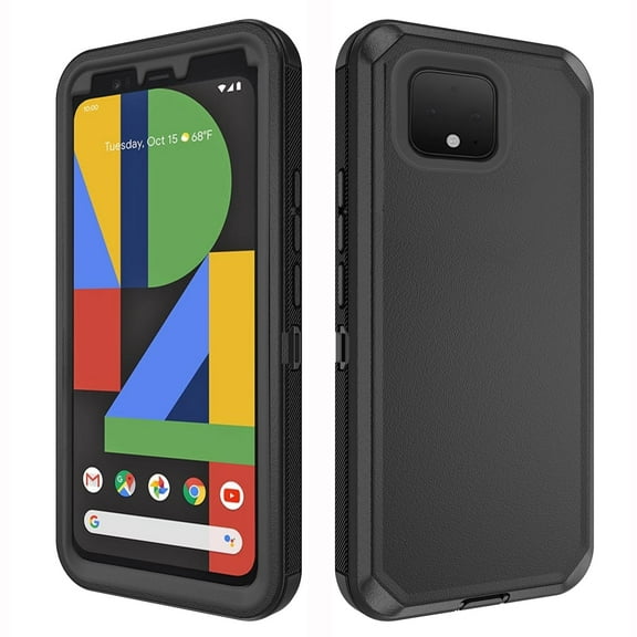 Asuwish Compatible with Google Pixel 4 XL Phone Case Hybrid Rugged Shockproof Hard Protective Drop Proof Full Body Heavy Duty Mobile Cell Cover for Pixle 4XL Pixel4XL 4LX LX Women Men Black