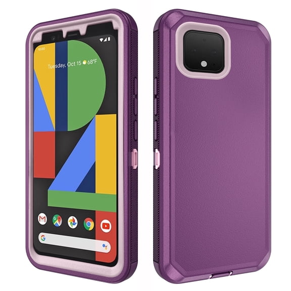 Asuwish Compatible with Google Pixel 4 XL Phone Case Hybrid Rugged Shockproof Hard Protective Drop Proof Full Body Heavy Duty Mobile Cell Cover for Pixle 4XL Pixel4XL 4LX LX Women Men Purple