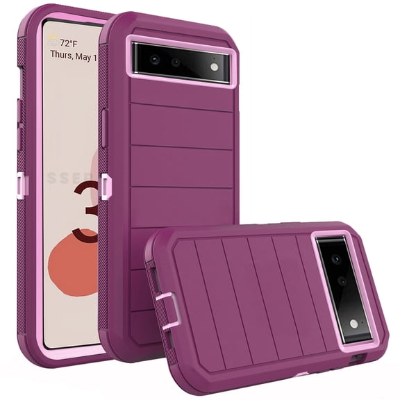 Asuwish Compatible with Google Pixel 6 Phone Case Hybrid Rugged Shockproof Hard Protective Drop Proof Full Body Heavy Duty Mobile Cell Cover for Pixel6 Pixle Six Women Men Purple