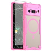 Asuwish Compatible with Google Pixel 6 Pro Phone Case Tempered Glass Screen Protector Slim Magnetic Translucent Matte Back Shockproof Hybrid Protective Cell Cover for Pixel6Pro 6XL 5G Women Men Pink