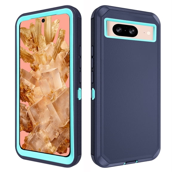 Asuwish Compatible with Google Pixel 8 5G Phone Case Hybrid Rugged Shockproof Hard Protective Drop Proof Full Body Heavy Duty Mobile Cell Cover for Pixel8 Eight Women Men Blue