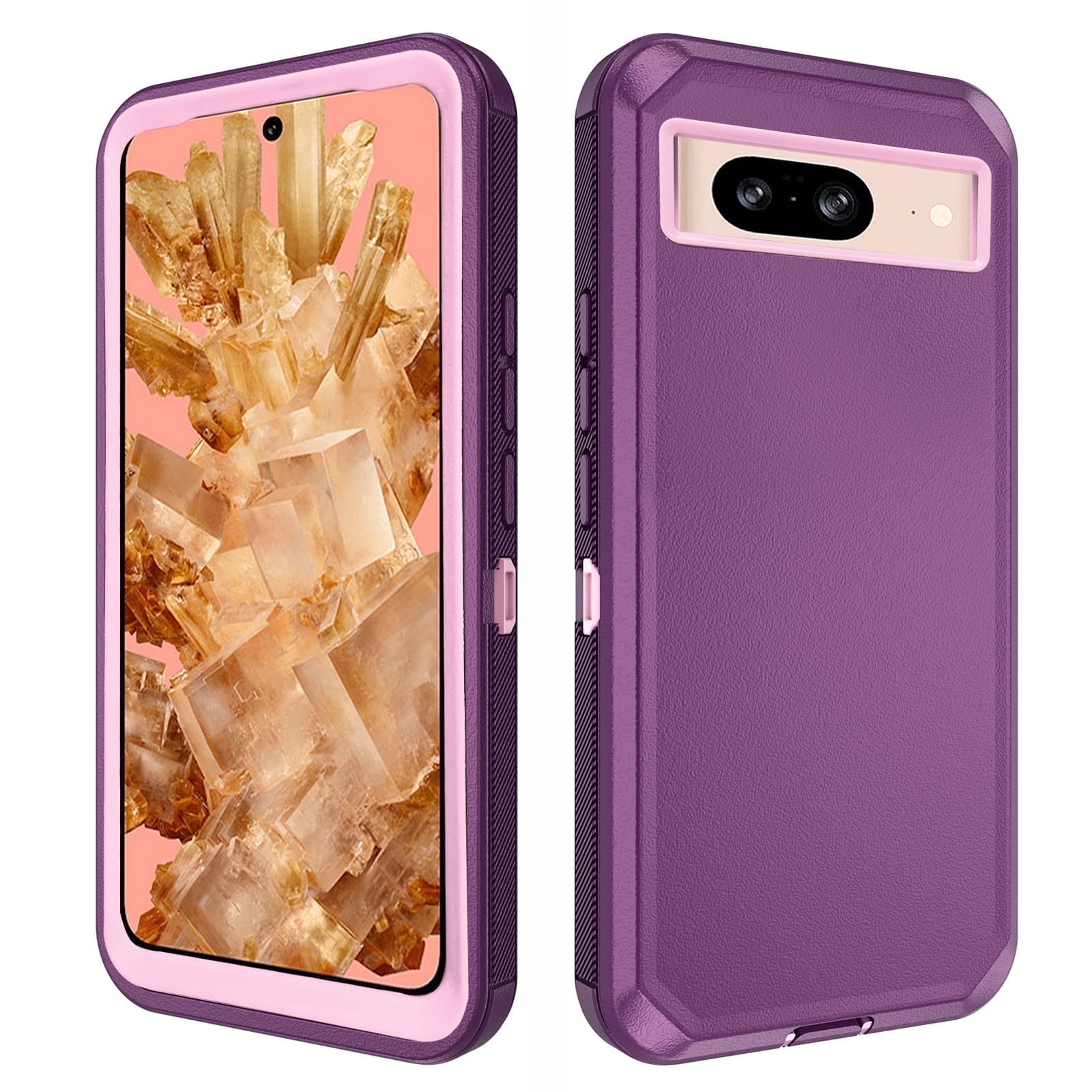 Asuwish Compatible with Google Pixel 8 5G Phone Case Hybrid Rugged Shockproof Hard Protective Drop Proof Full Body Heavy Duty Mobile Cell Cover for Pixel8 Eight Women Men Purple
