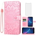 thumbnail image 1 of Asuwish Compatible with Hot Pepper Serrano 3 Wallet Phone Case and Tempered Glass Screen Protector Flip Credit Card Holder Stand Mandala Flower Cell Cover for HPP-L55B HPPL55B Women Men Pink, 1 of 8