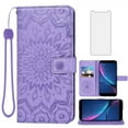 thumbnail image 1 of Asuwish Compatible with Hot Pepper Serrano 3 Wallet Phone Case and Tempered Glass Screen Protector Flip Credit Card Holder Stand Mandala Flower Cell Cover for HPP-L55B HPPL55B Women Men Purple, 1 of 8