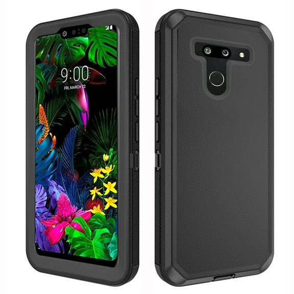 Asuwish Compatible with LG G8 ThinQ Phone Case Hybrid Rugged Shockproof Hard Protective Drop Proof Full Body Heavy Duty Mobile Cell Cover for LGG8 Thin Q G 8 LG8 G8thinq LGG8thinq 8G Women Men Black